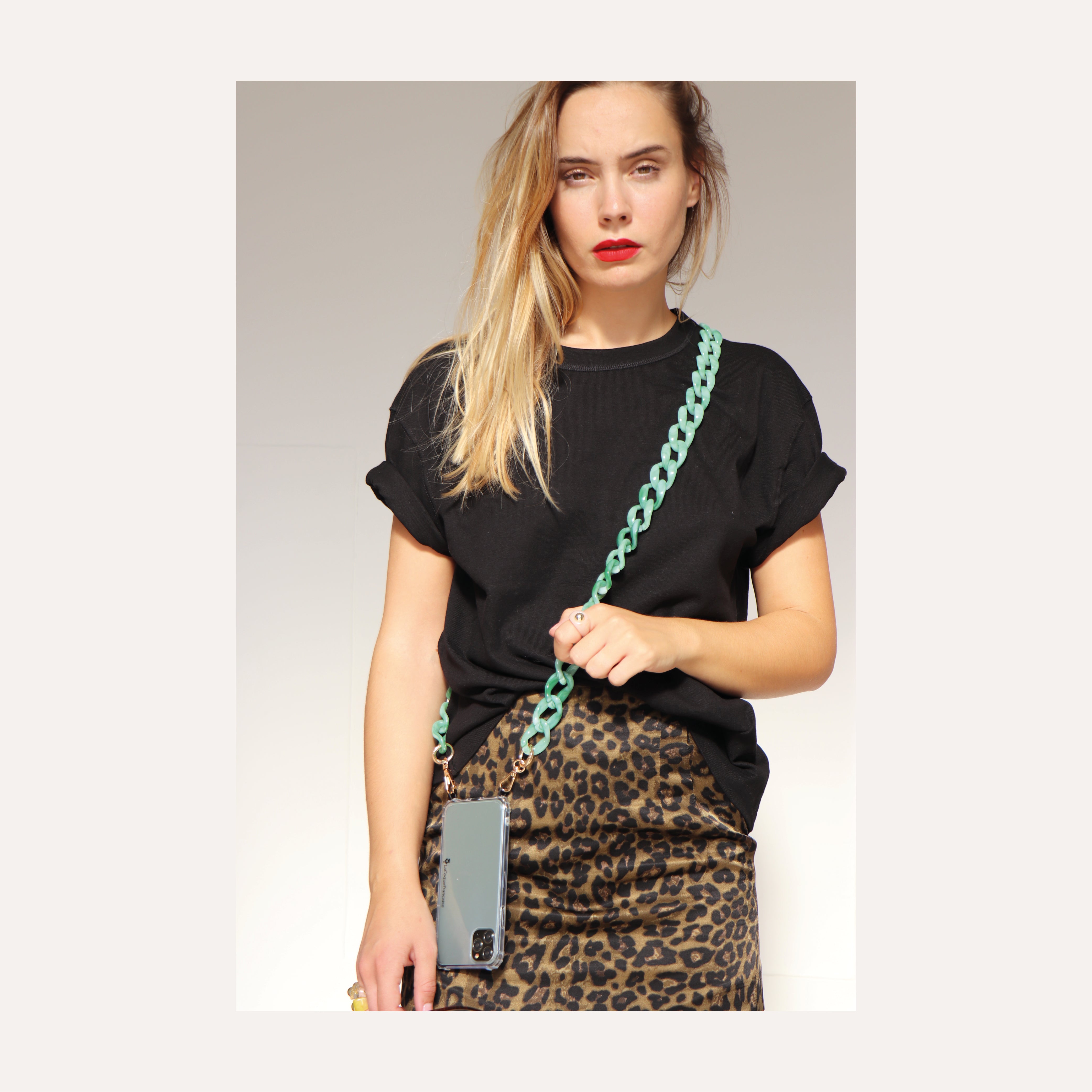 Chaine Longue Sarah Vert 120 cm