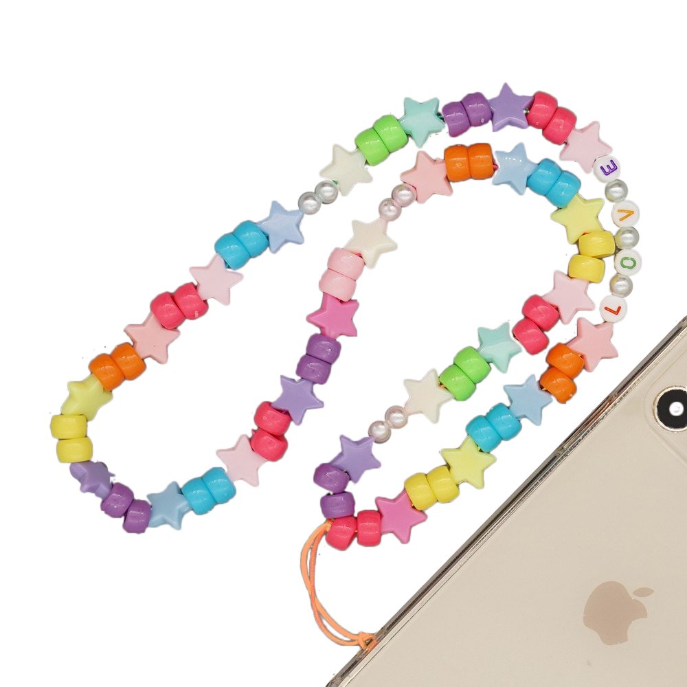 Chaine Courte Bijoux Telephone Multicolore 80 cm
