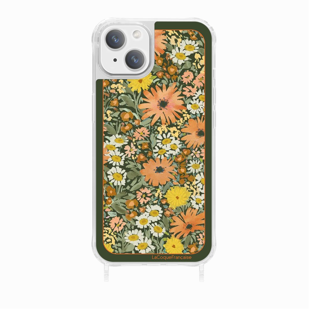 Coque Anneaux Imprimee Foulard Fleurs Oranges - 14