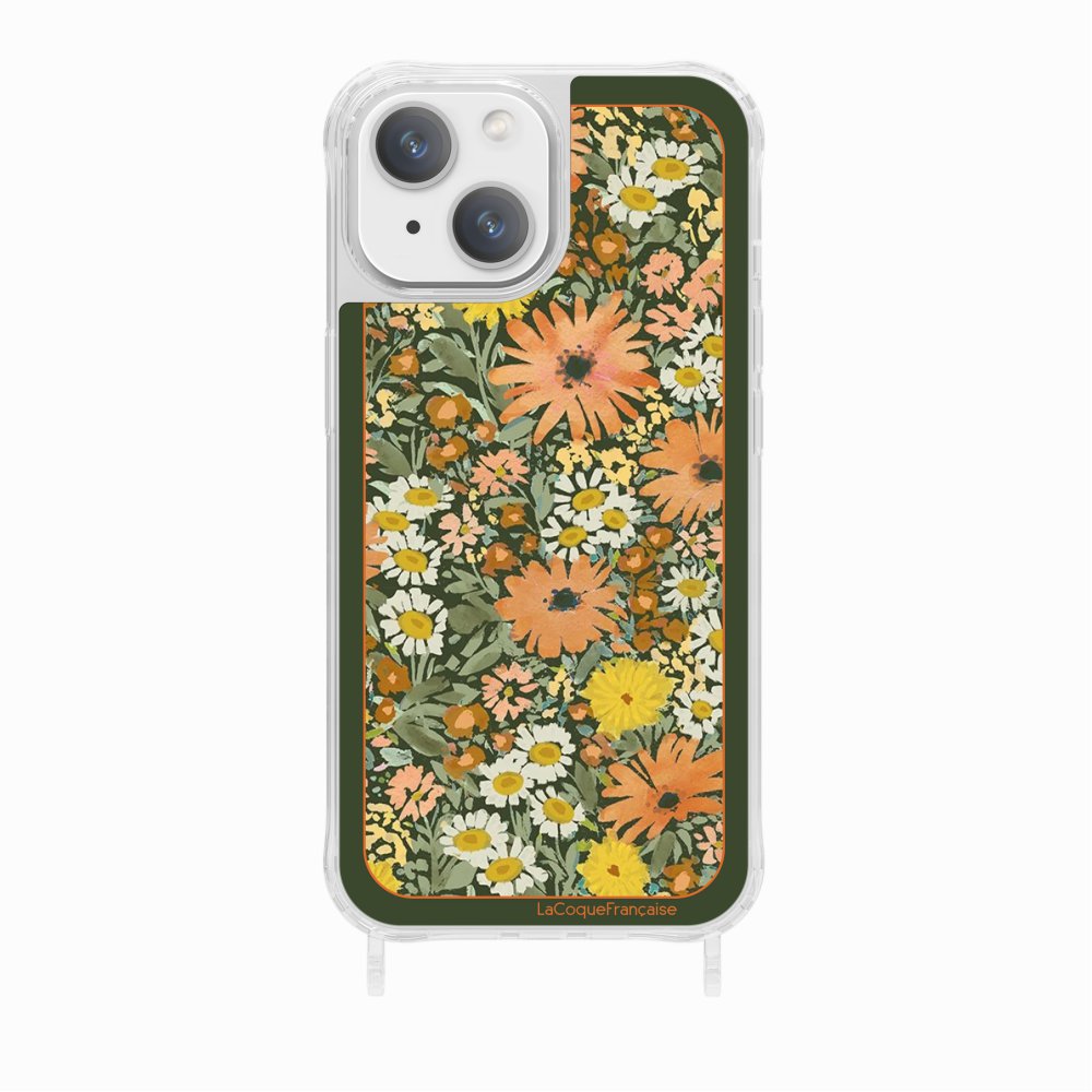 Coque Anneaux Imprimee Foulard Fleurs Oranges - 13
