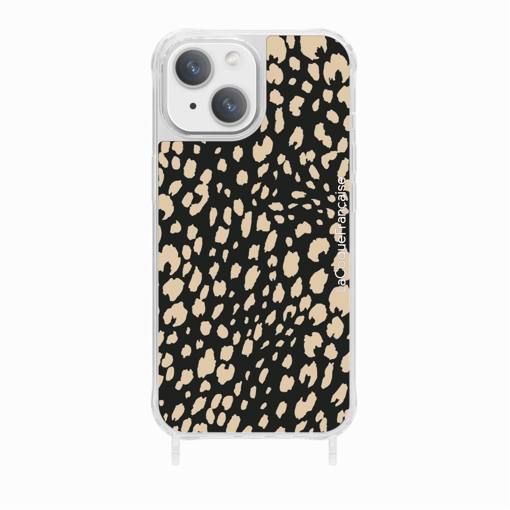 Coque Anneau Leopard Noir Et Beige