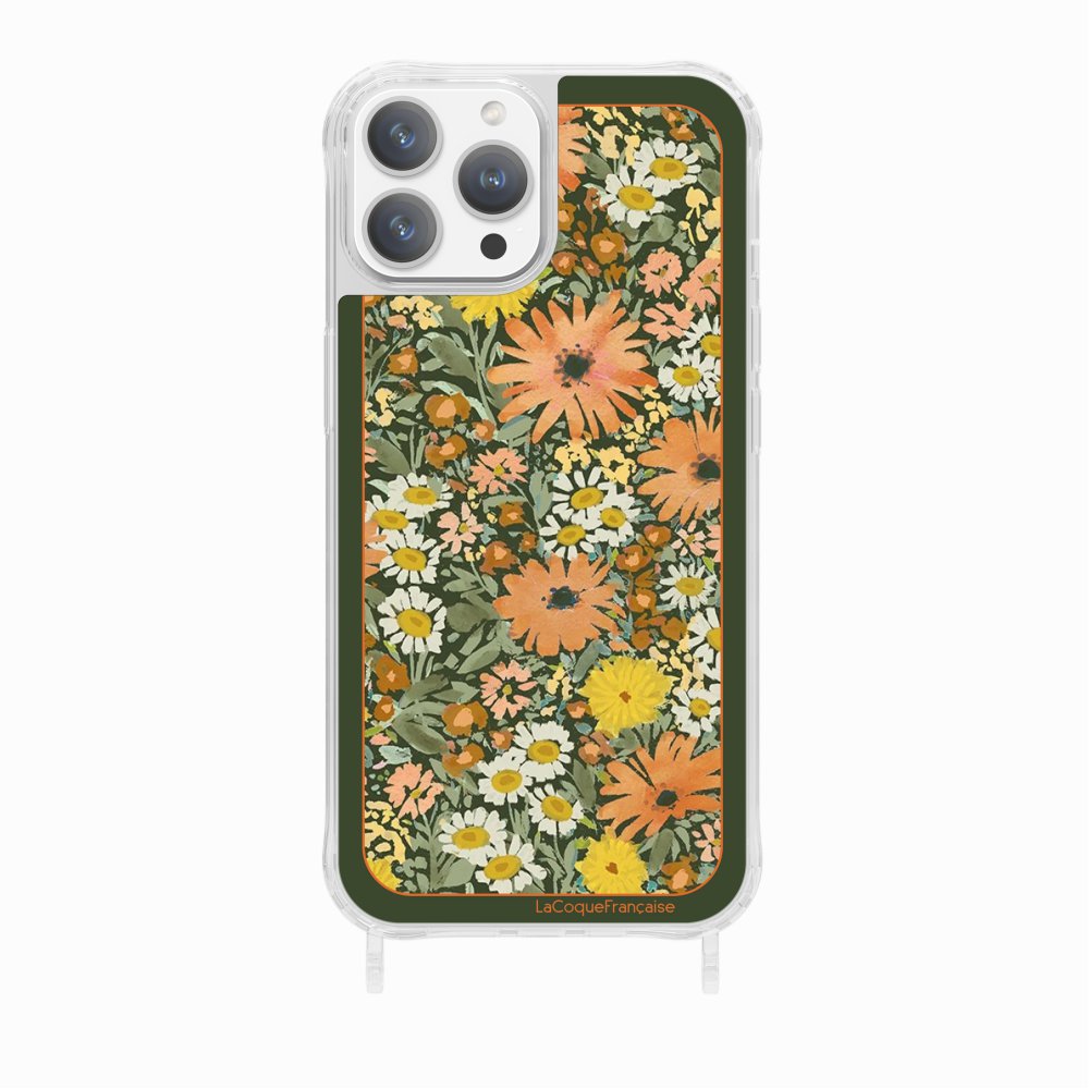Coque Anneaux Imprimee Foulard Fleurs Oranges