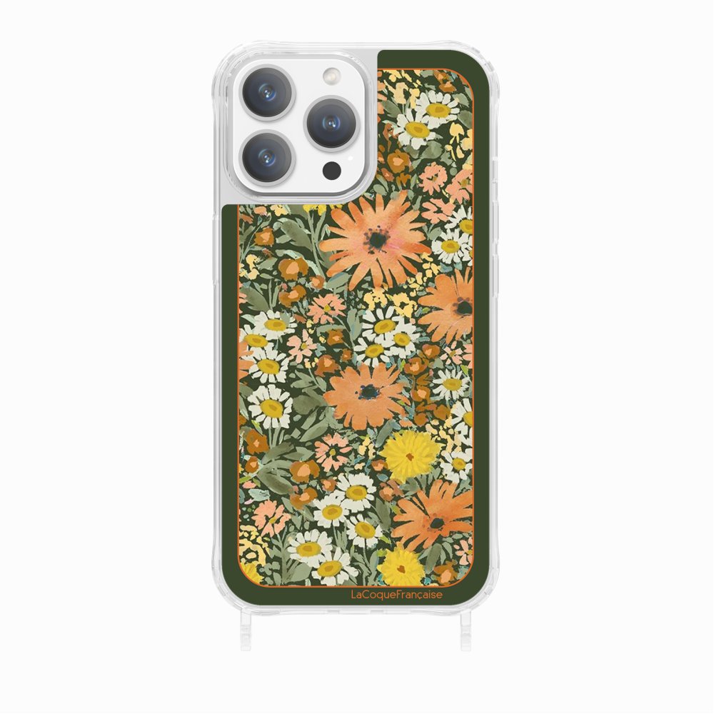 Coque Anneaux Imprimee Foulard Fleurs Oranges - 15