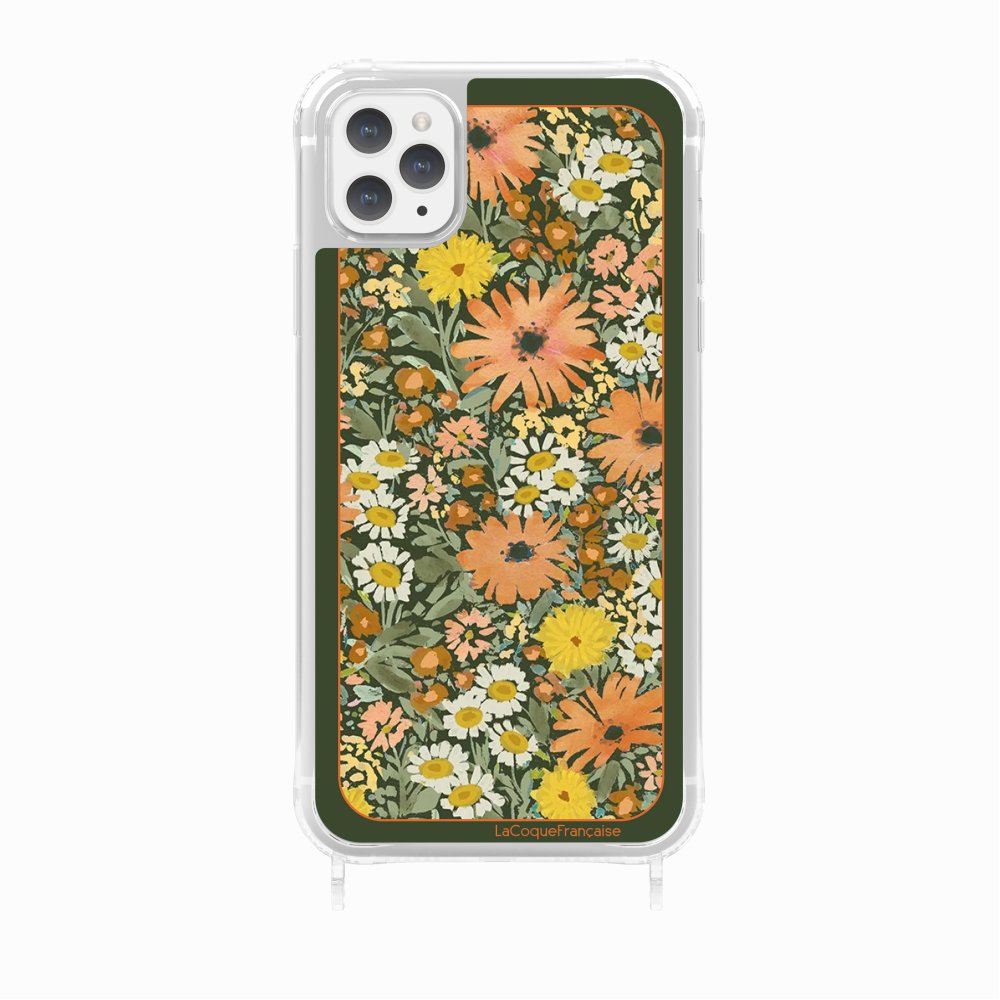 Coque Anneaux Imprimee Foulard Fleurs Oranges - 23
