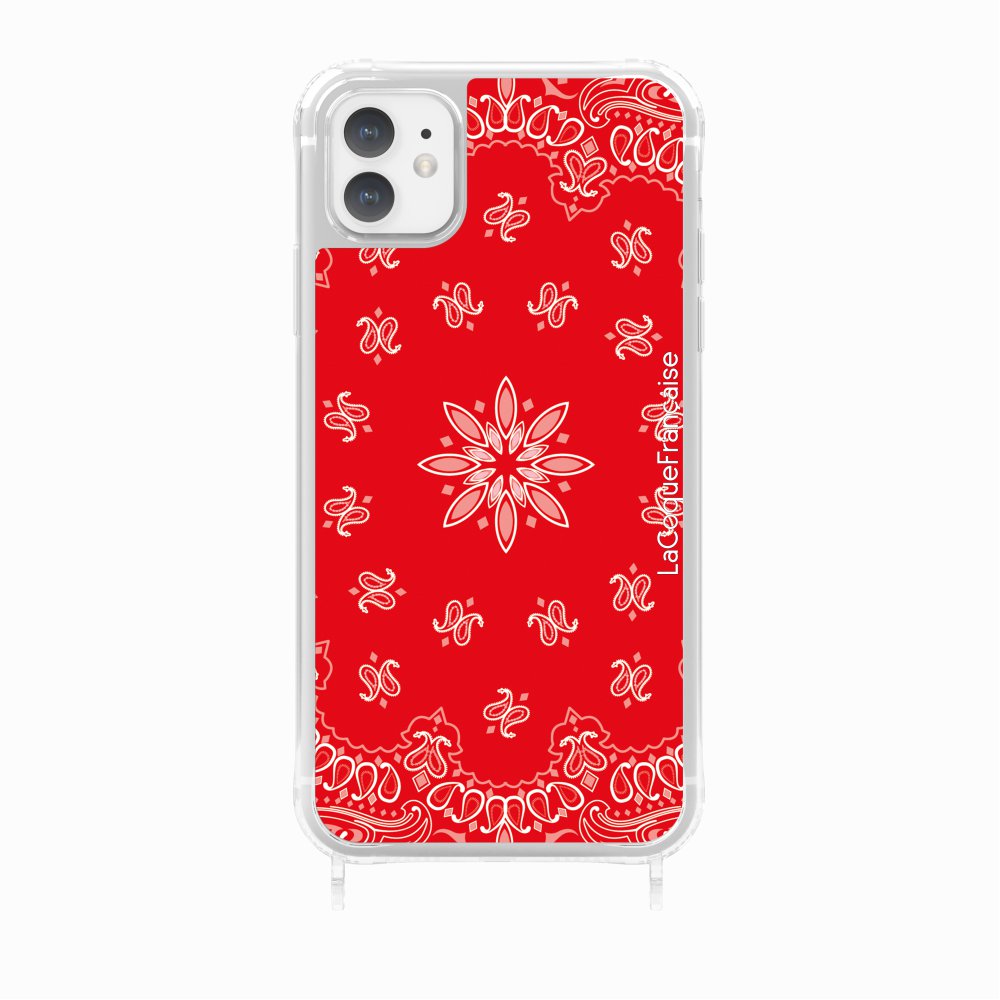 Coque Anneaux Imprimee Bandana Rouge - 24