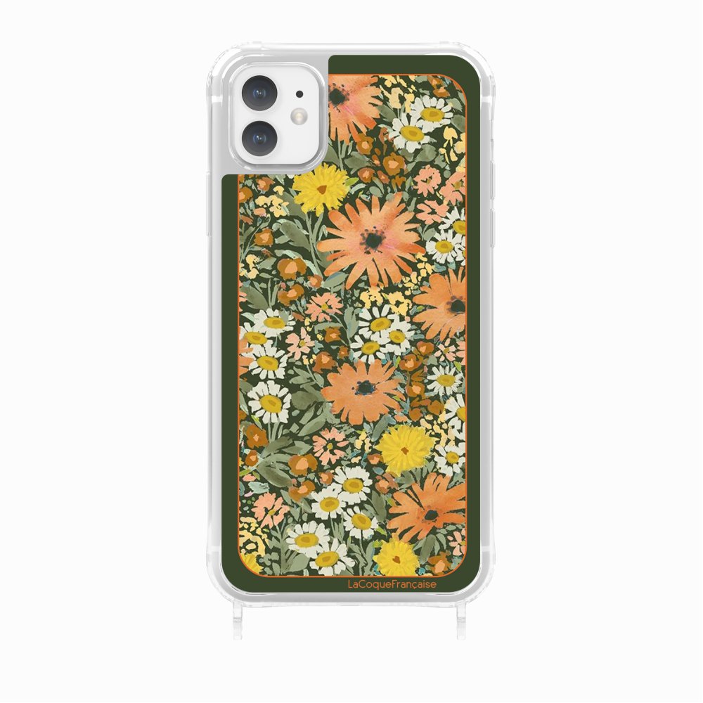 Coque Anneaux Imprimee Foulard Fleurs Oranges - 24