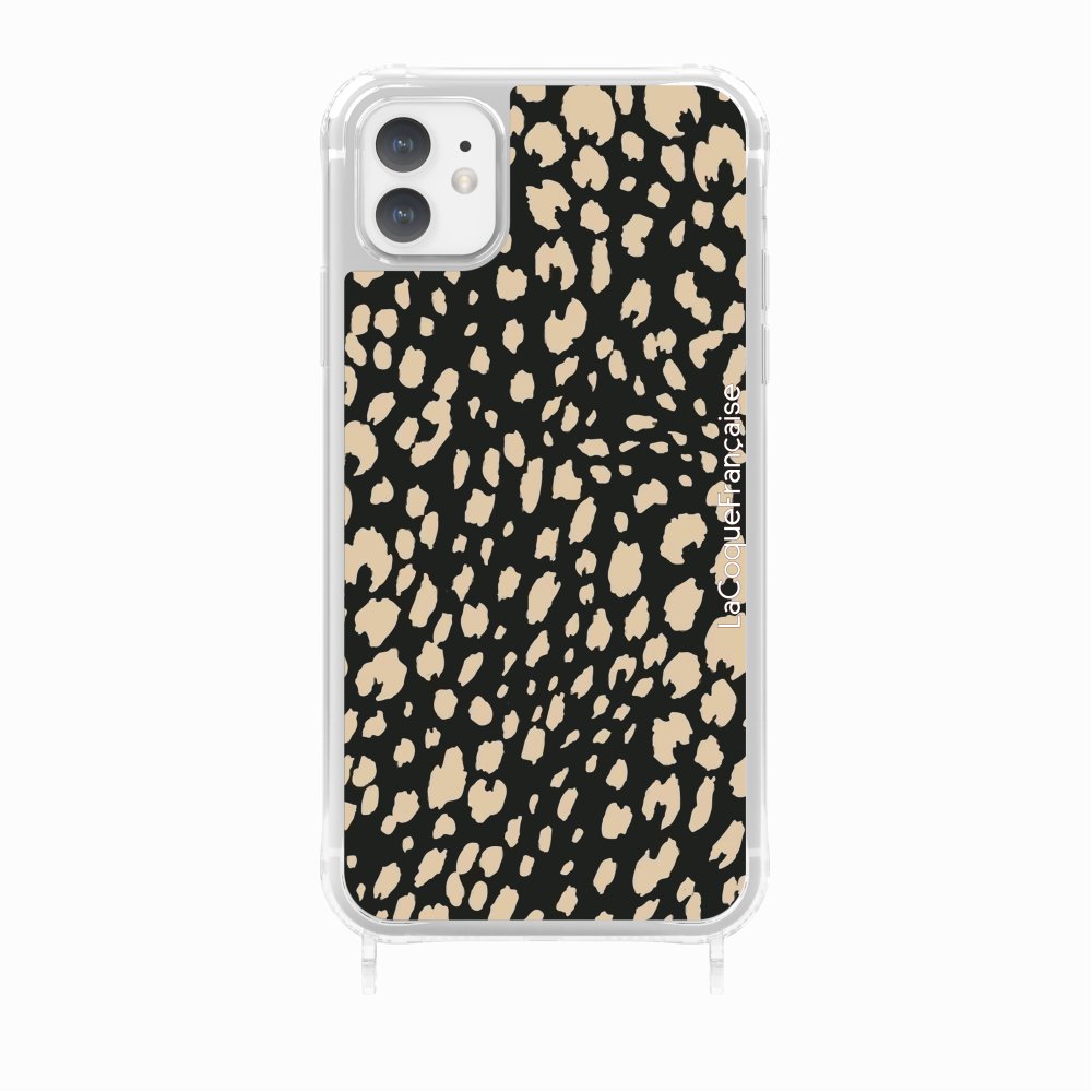 Coque Anneaux Imprimee Leopard Noir Et Beige - 24