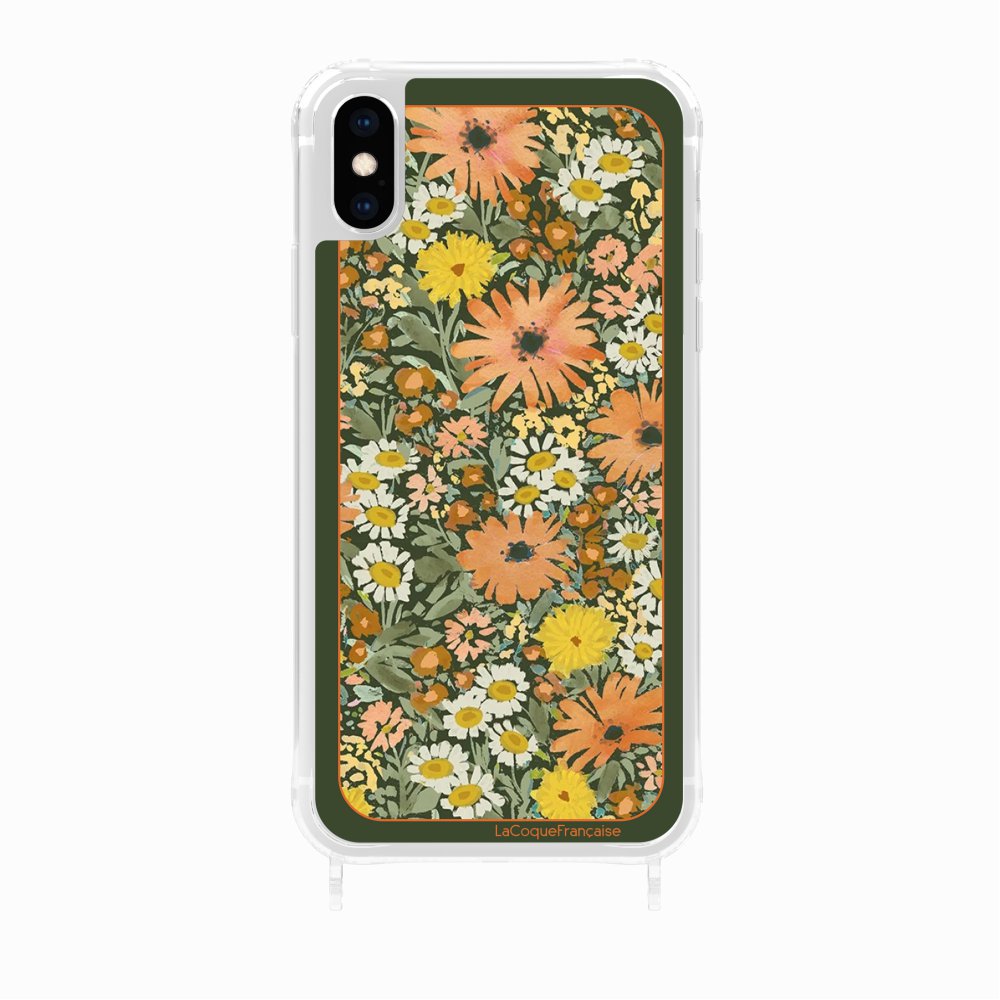 Coque Anneaux Imprimee Foulard Fleurs Oranges