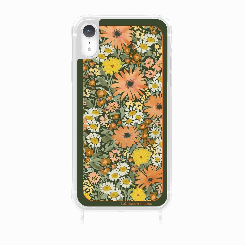 Coque Anneau Foulard Fleurs Oranges