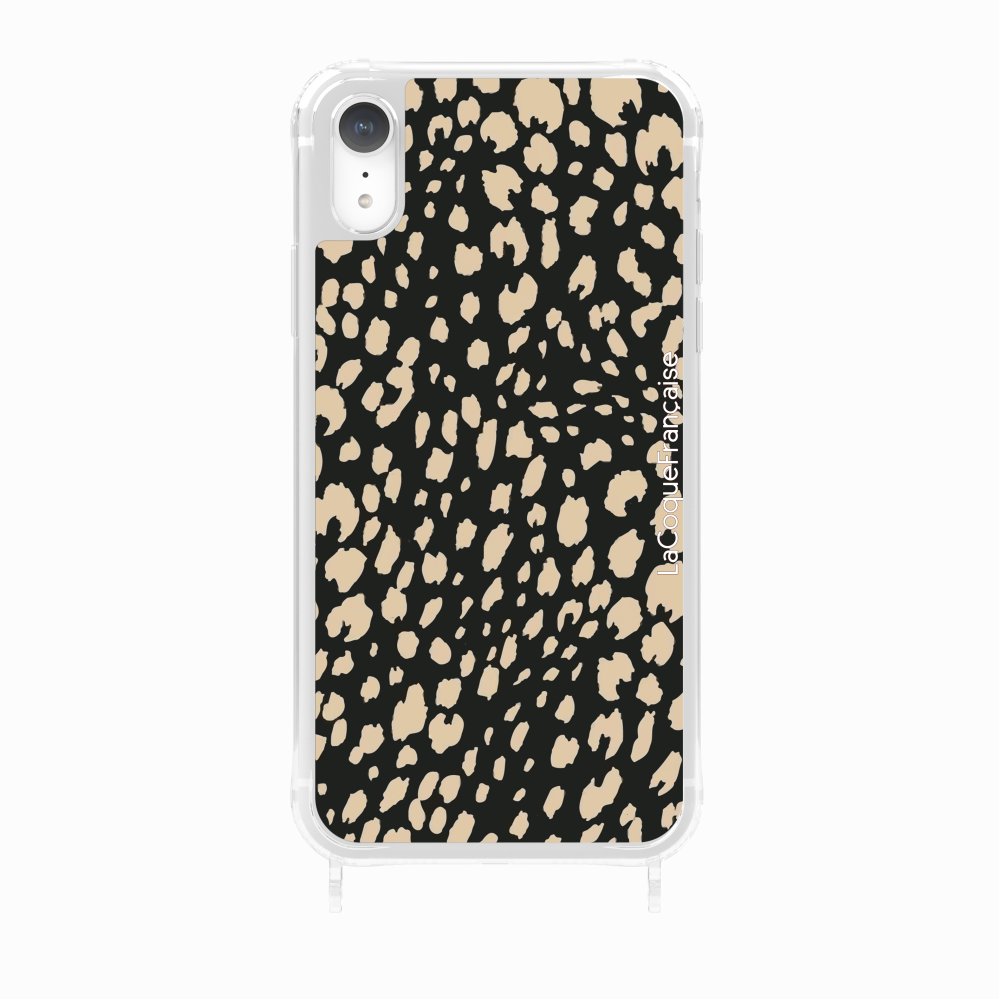Coque Anneau Leopard Noir Et Beige