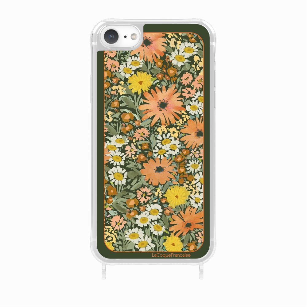 Coque Anneaux Imprimee Foulard Fleurs Oranges