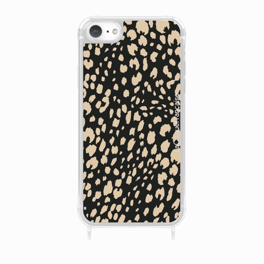 Coque Anneaux Imprimee Leopard Noir Et Beige