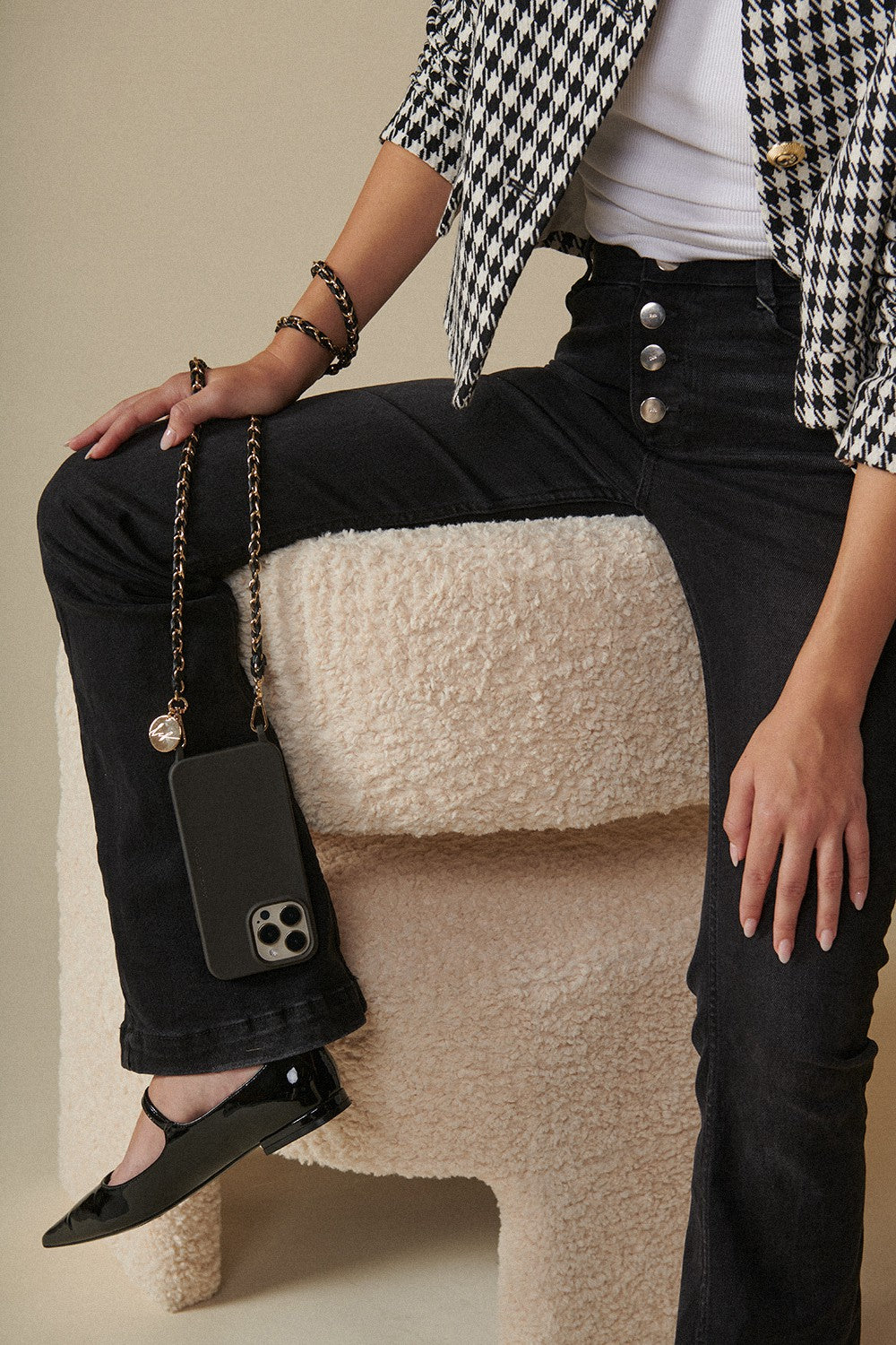 Chaine Longue Lou Noir 120 cm