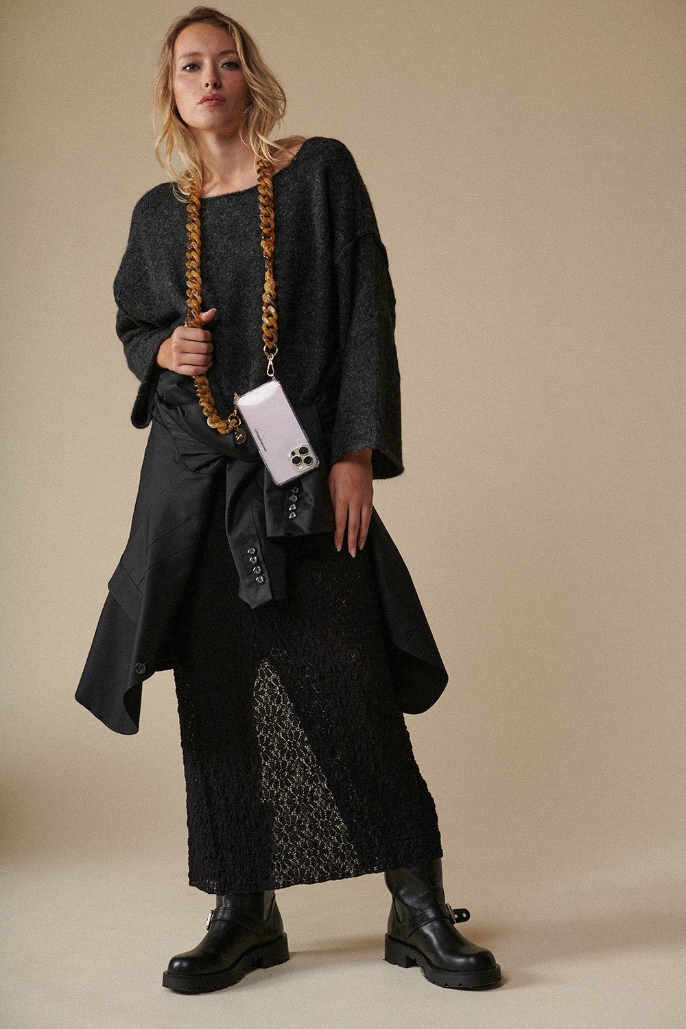 Chaine Longue Gia Ecaille 120 cm