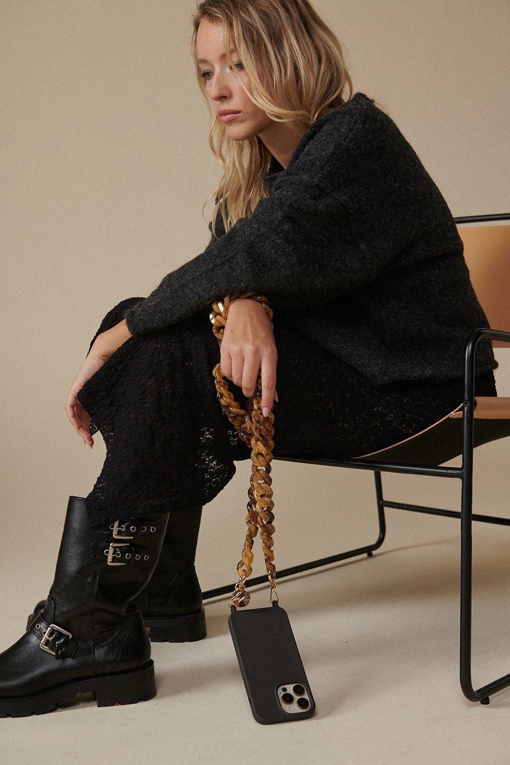 Chaine Longue Gia Ecaille 120 cm