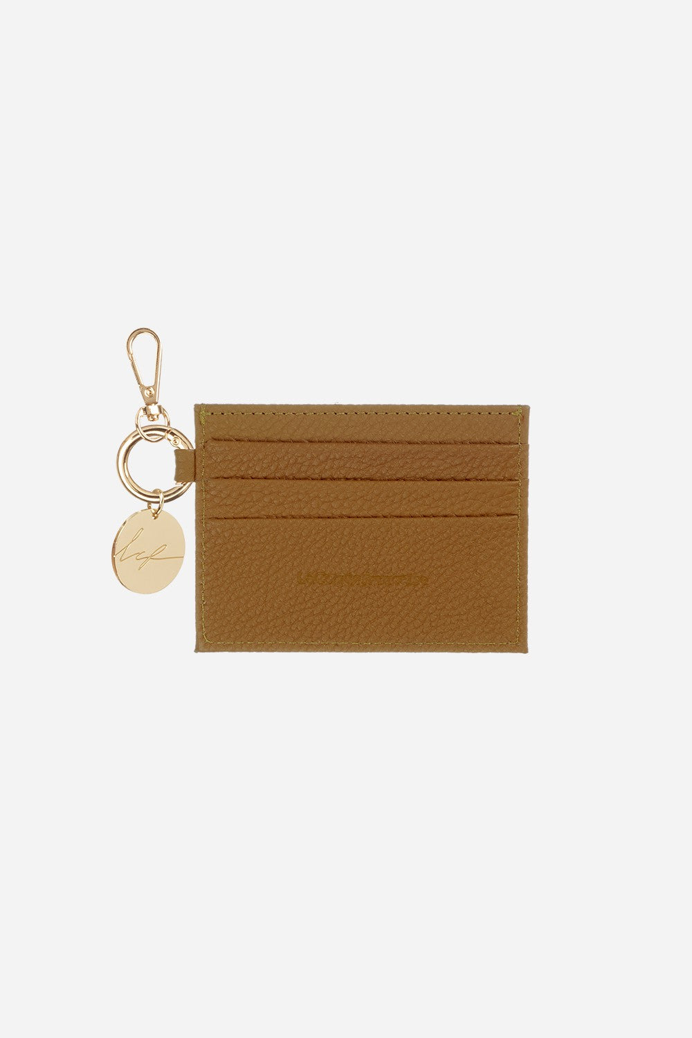 Card Holder With Carabiner Camel Leather