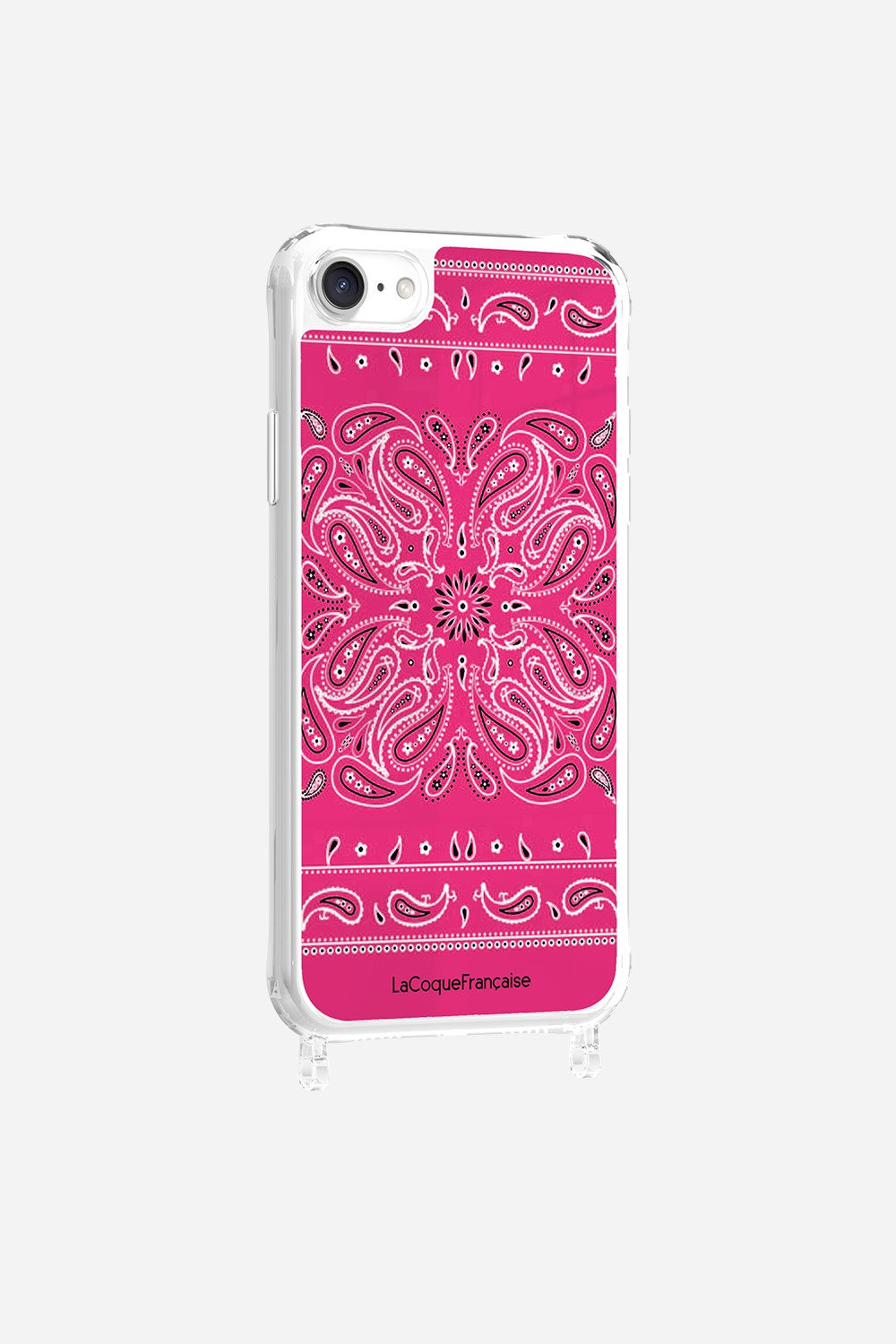 Coque Anneaux Imprimee Bandana Rose Fluo