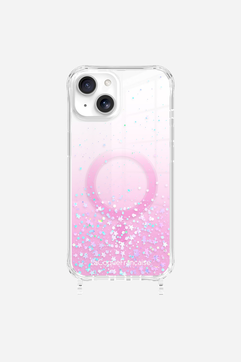 Coque Anneaux Paillettes Magsafe Rose