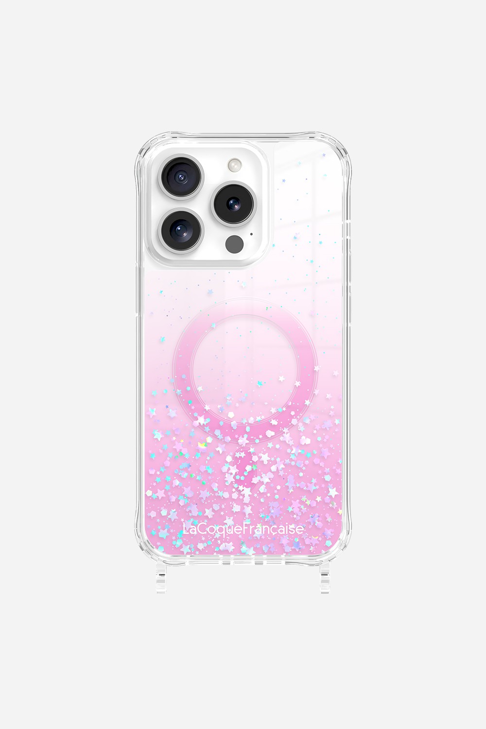 Coque Anneaux Paillettes Magsafe Rose