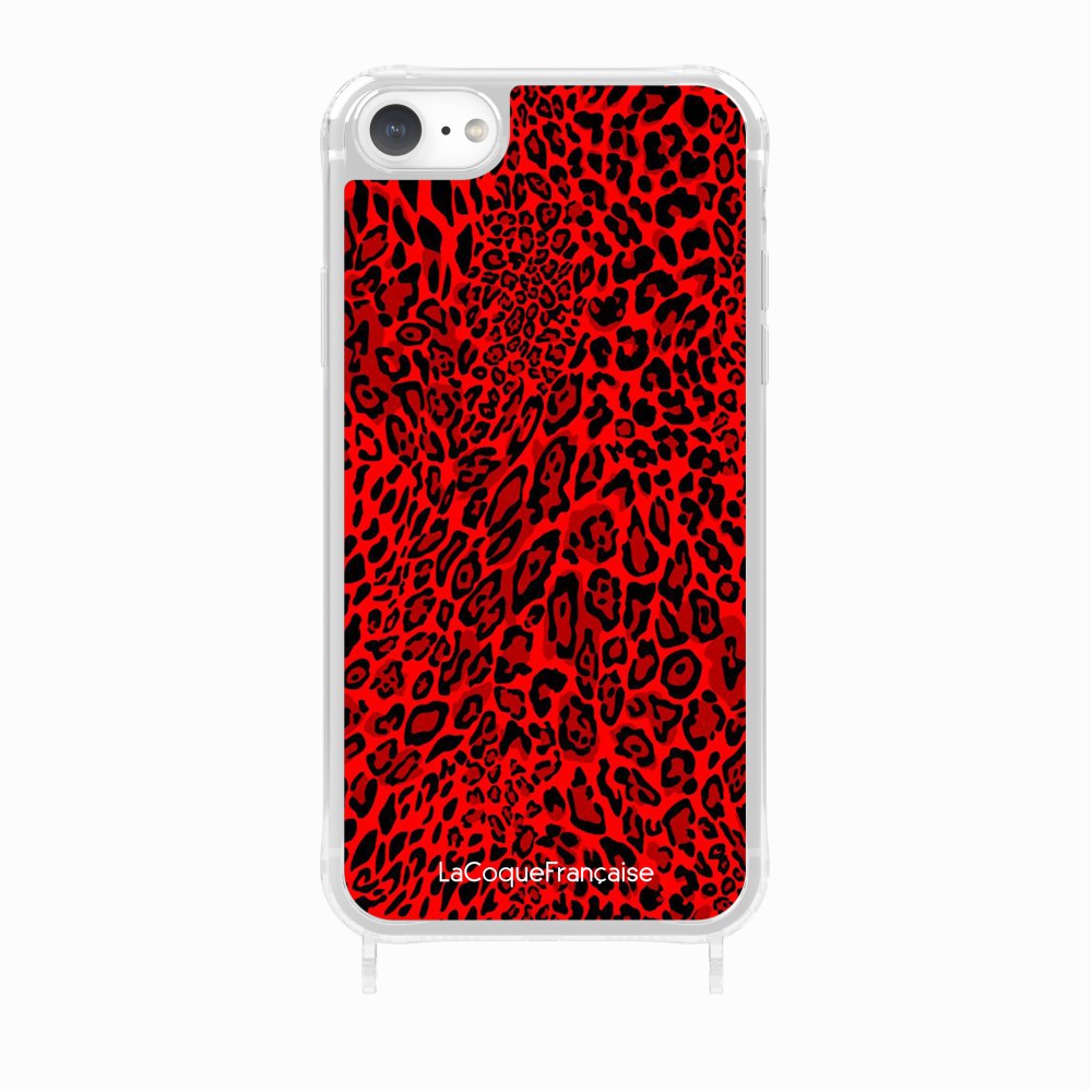 Coque Anneaux Imprimee Leopard Rouge