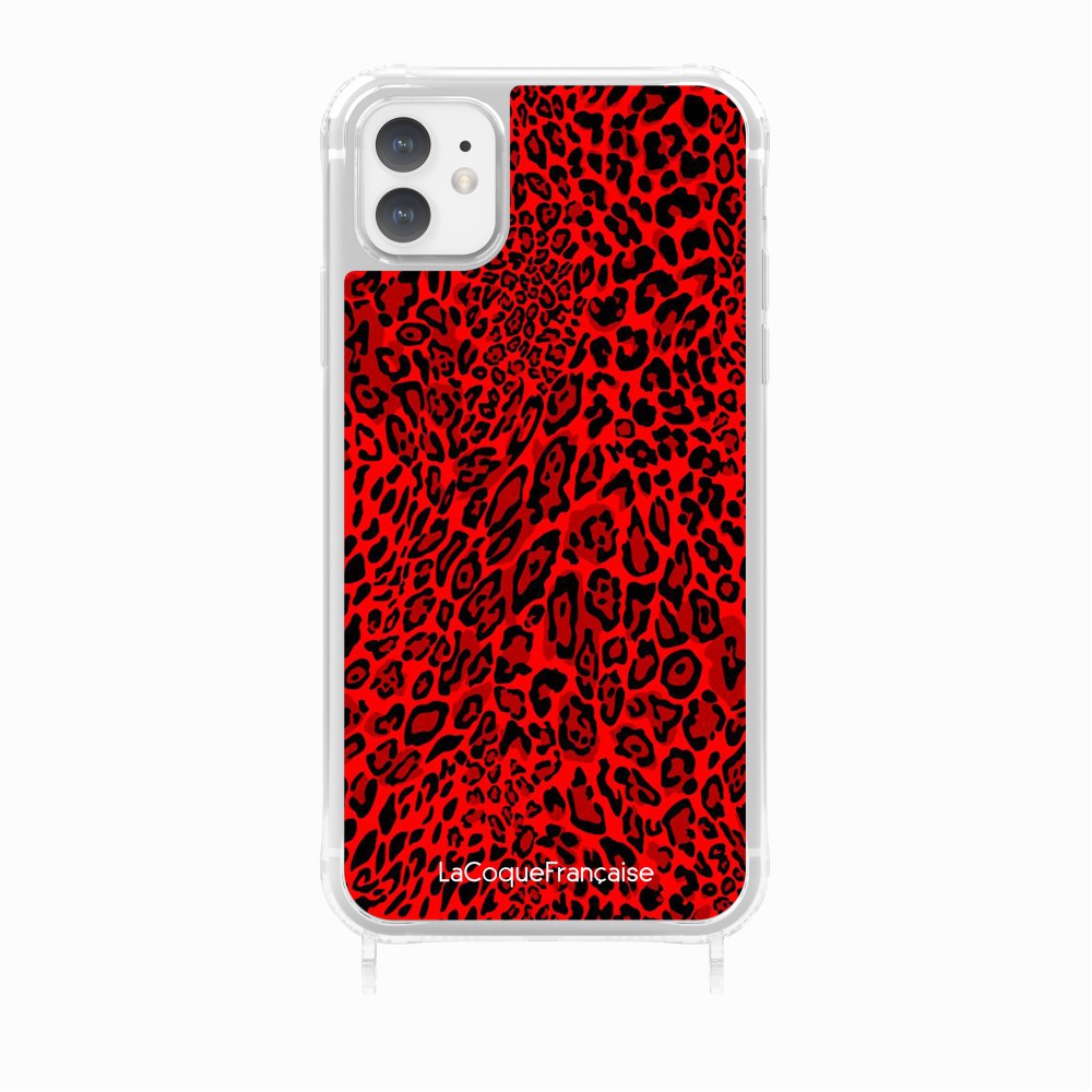 Coque Anneaux Imprimee Leopard Rouge - 23