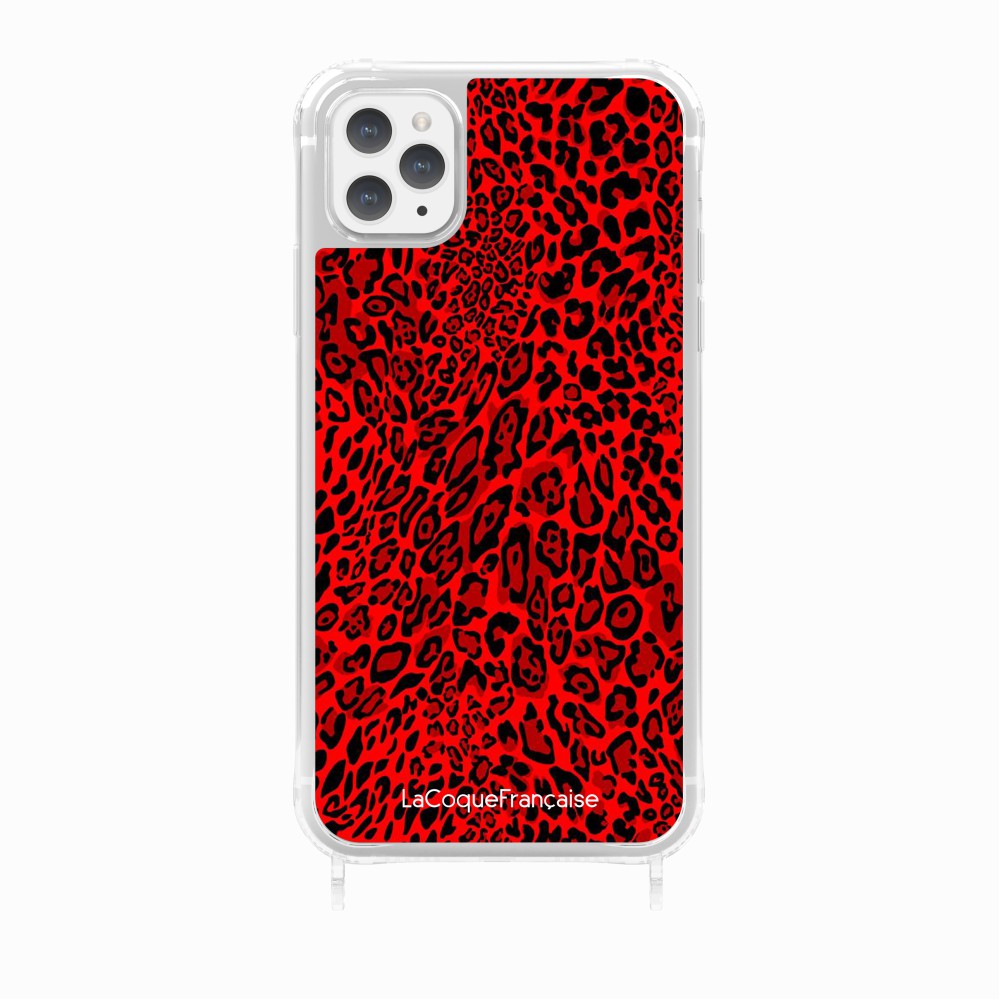 Coque Anneaux Imprimee Leopard Rouge - 22