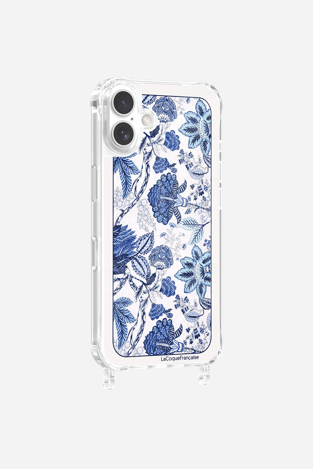 Coque Anneaux Imprimee Foulard Fleurs Bleues - 6