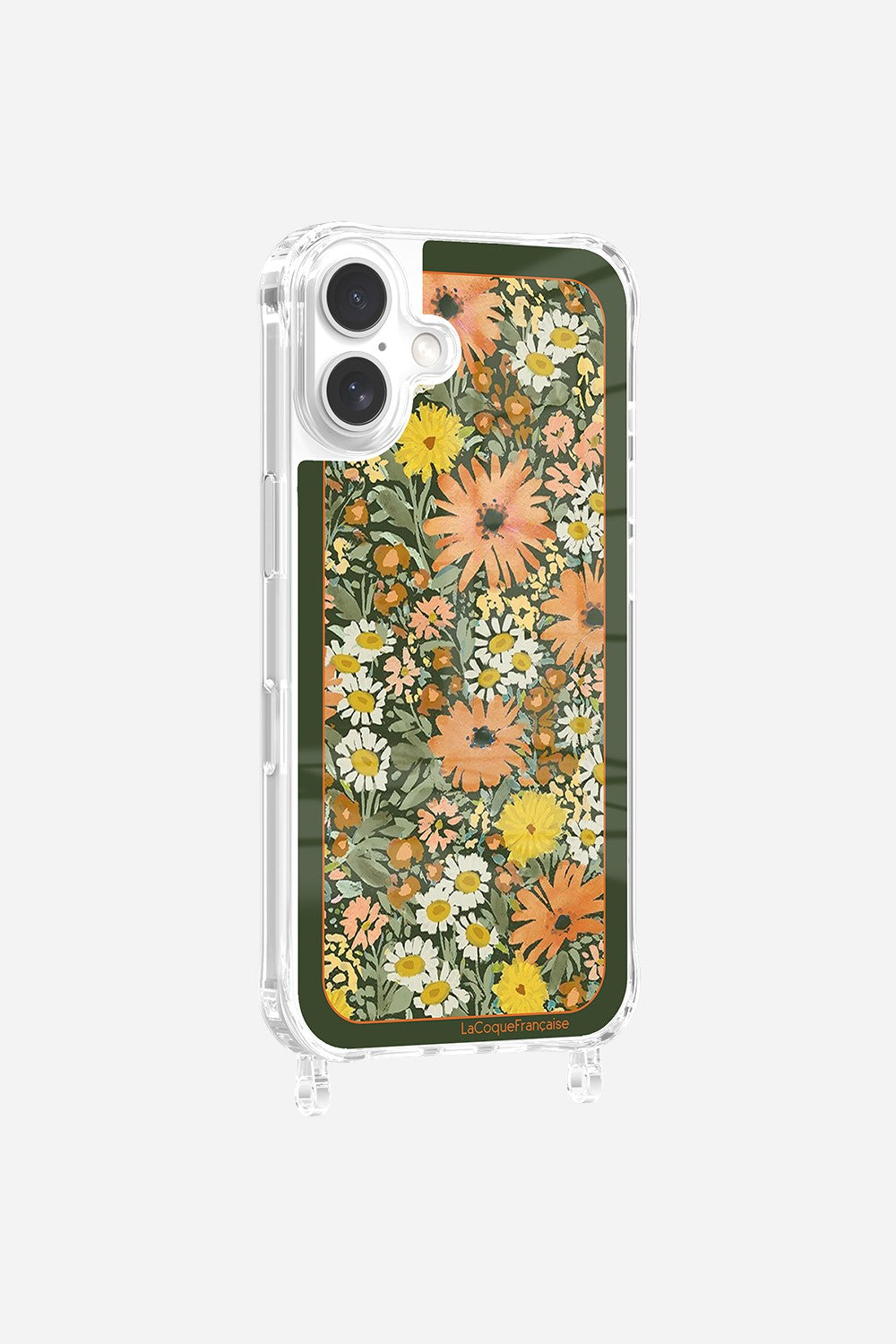 Coque Anneaux Imprimee Foulard Fleurs Oranges