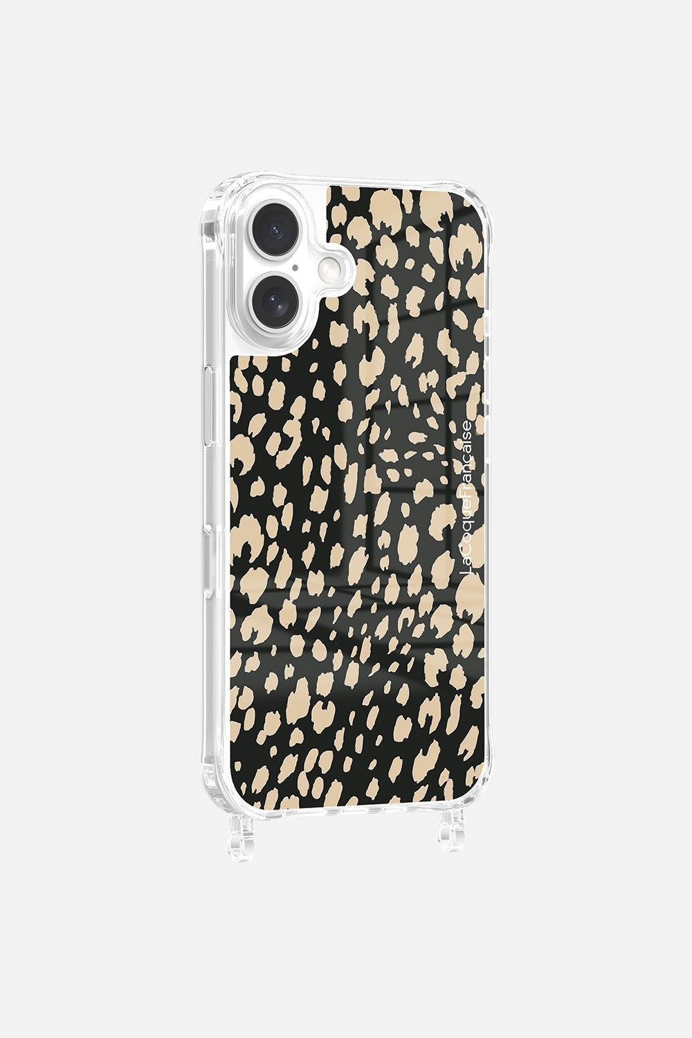 Coque Anneaux Imprimee Leopard Noir Et Beige