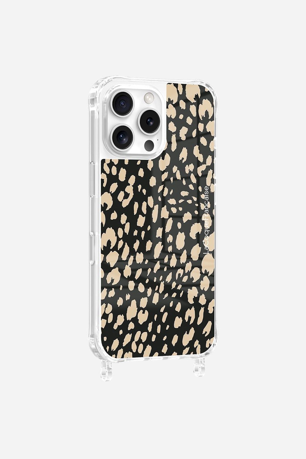 Coque Anneaux Imprimee Leopard Noir Et Beige