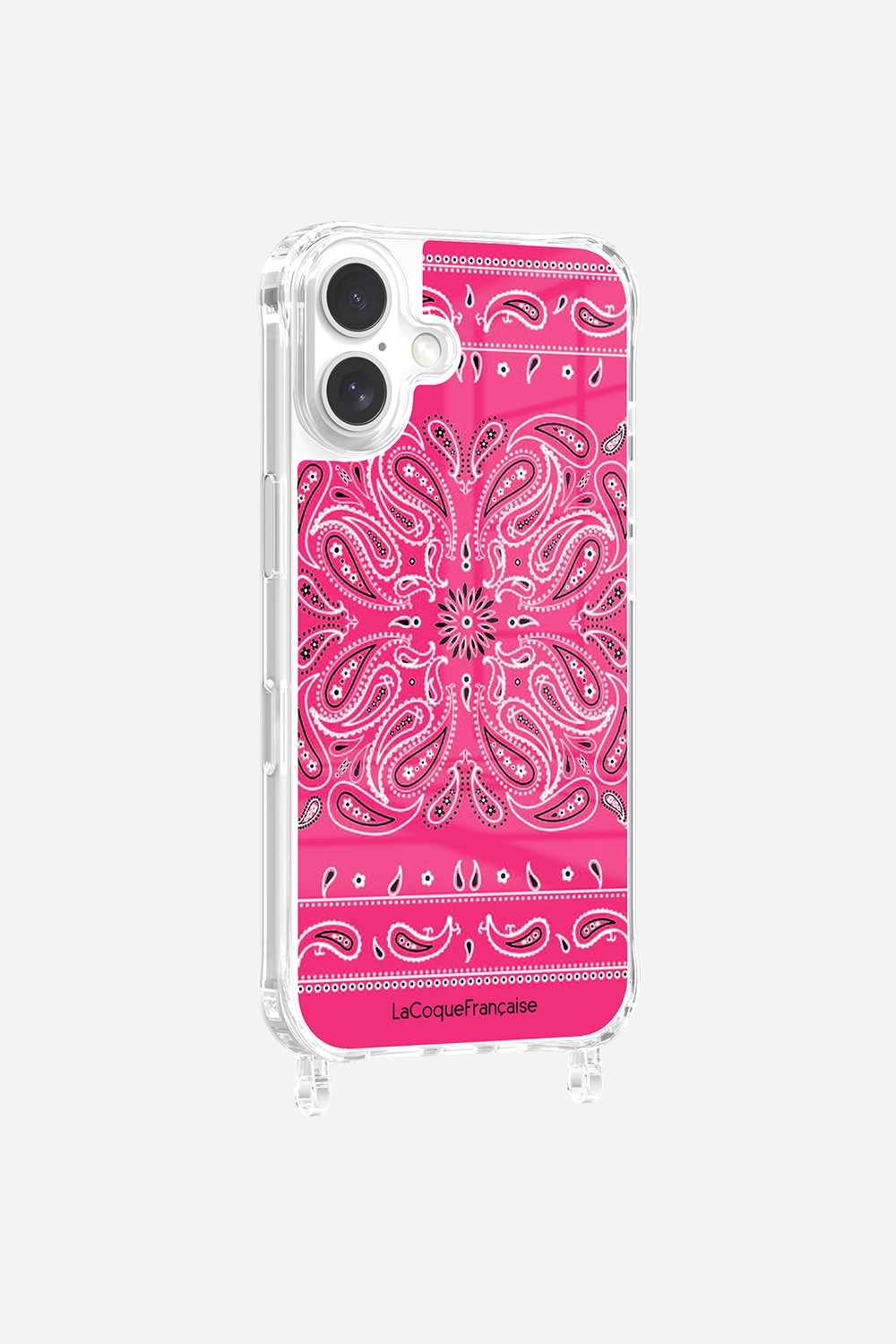 Coque Anneaux Imprimee Bandana Rose Fluo