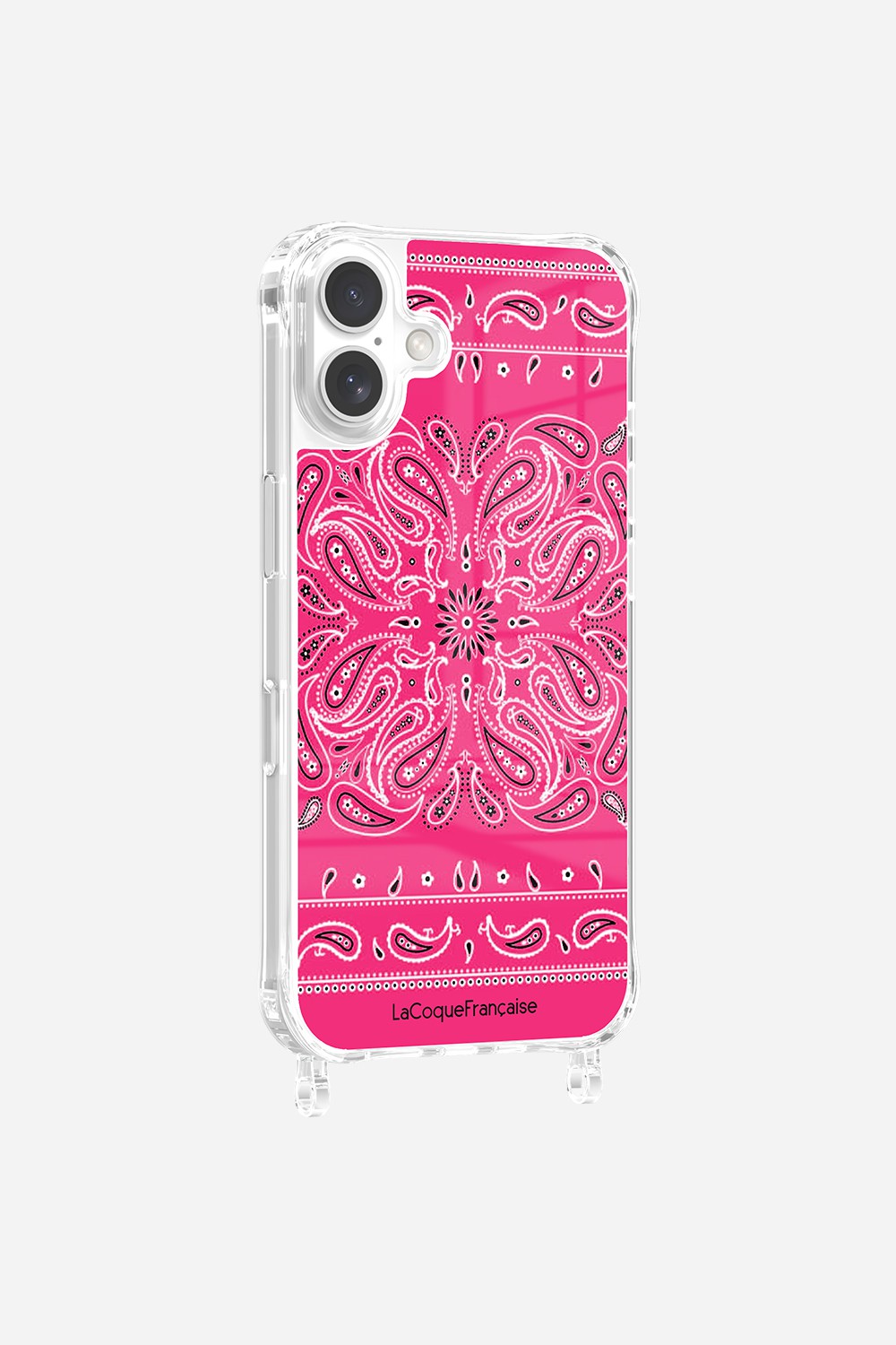 Coque Anneaux Imprimee Bandana Rose Fluo