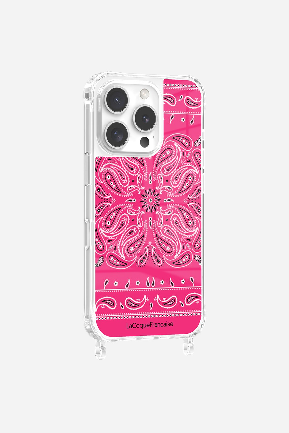 Coque Anneaux Imprimee Bandana Rose Fluo