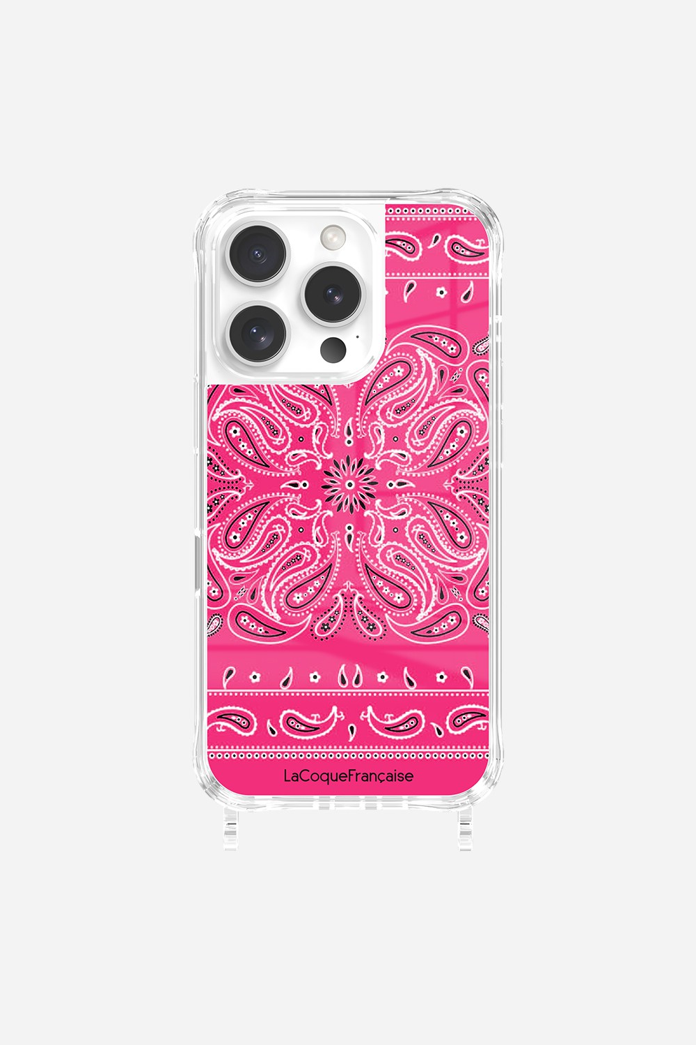 Coque Anneaux Imprimee Bandana Rose Fluo