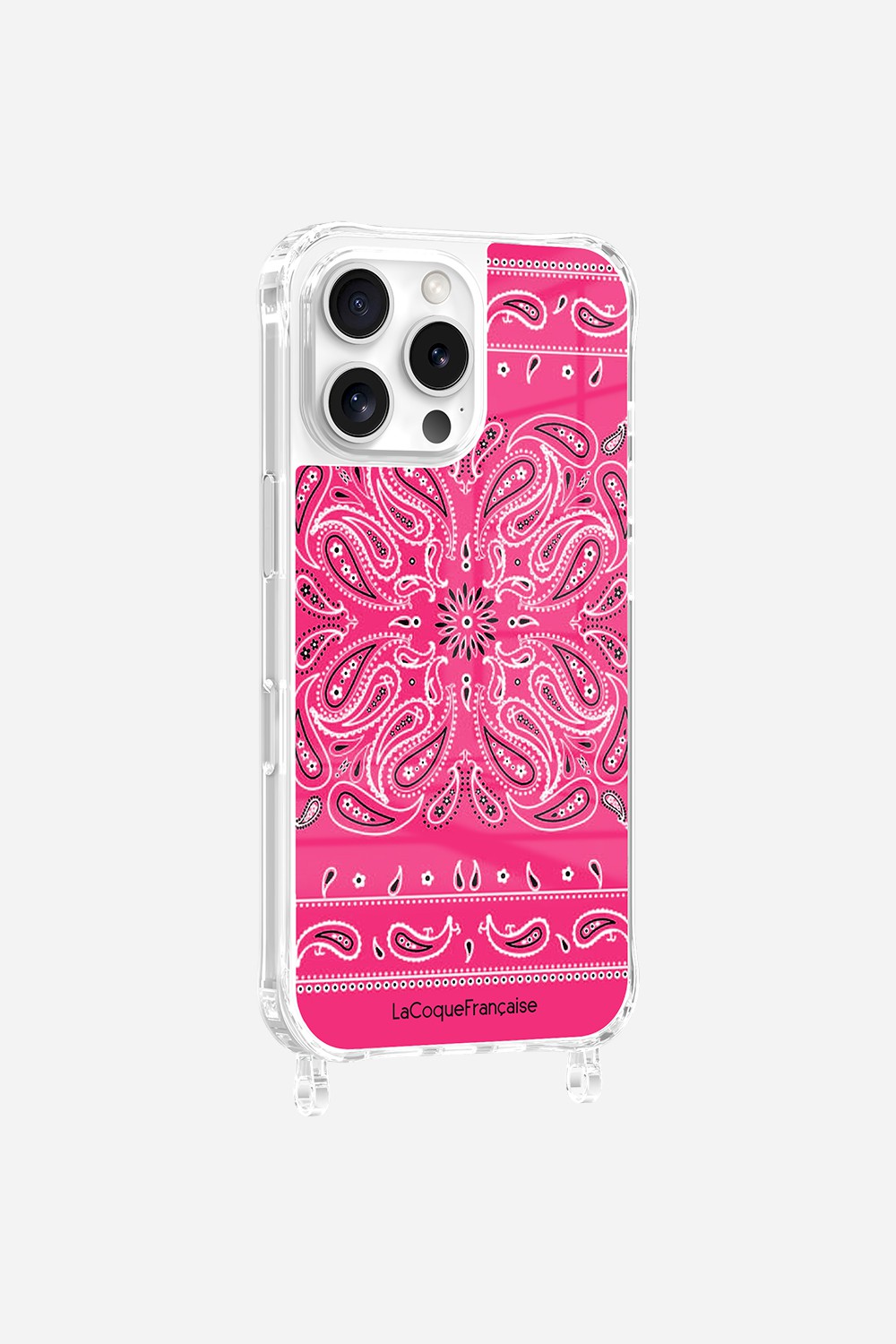 Coque Anneaux Imprimee Bandana Rose Fluo