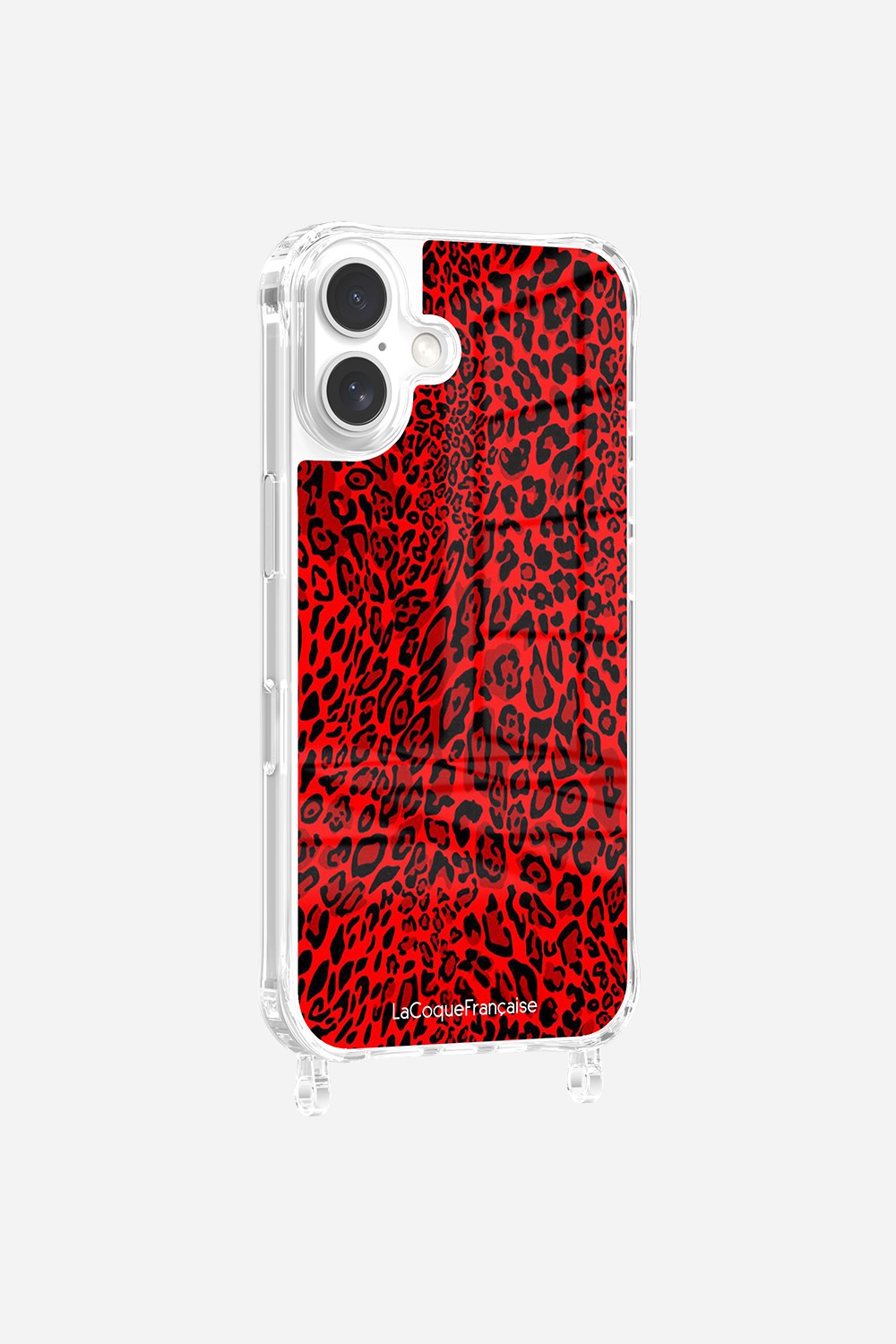 Coque Anneaux Imprimee Leopard Rouge