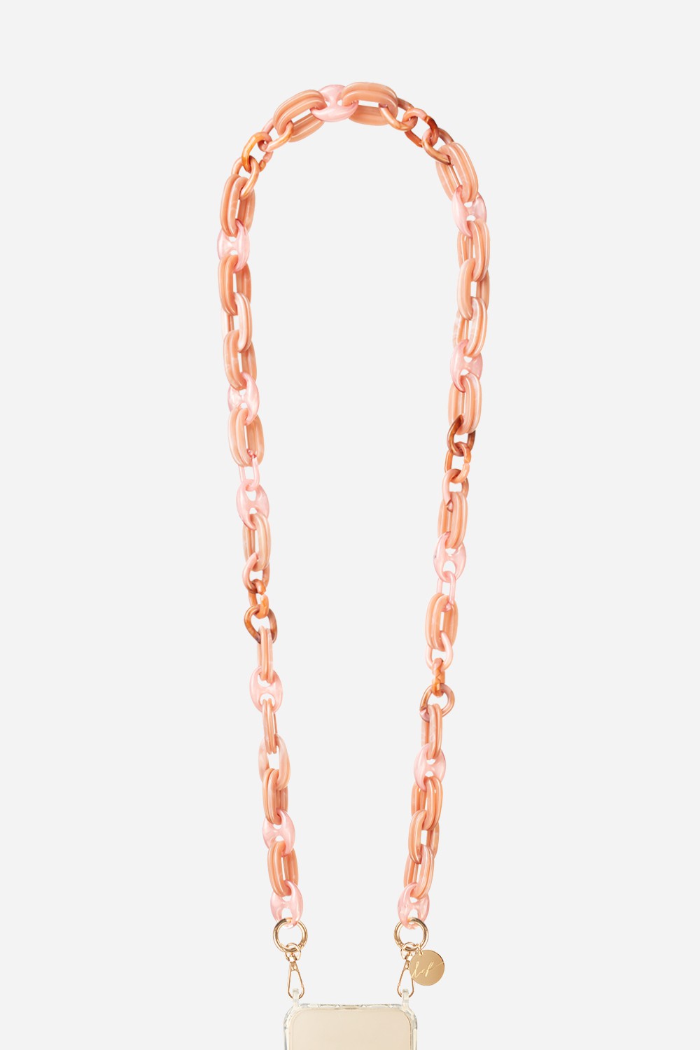 Long Pink Amber Chain 120 cm