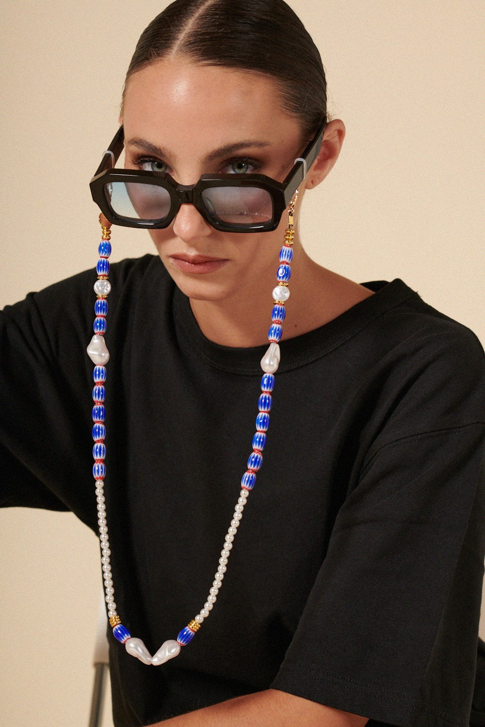 Bijoux Chaine De Lunette Sola Blanc Bleu 72 cm