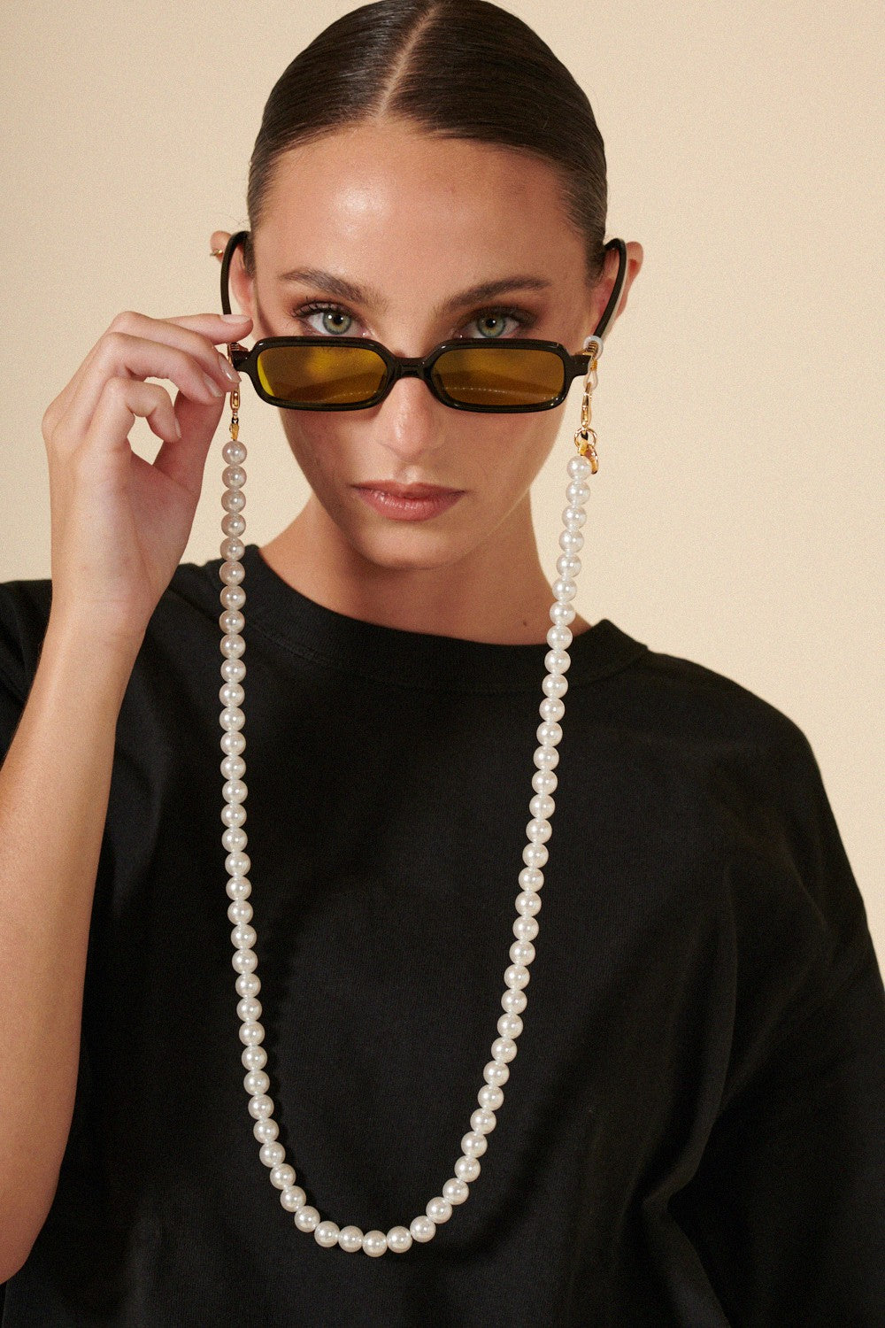 Jewelry Chain Glasses Agate White 72 cm