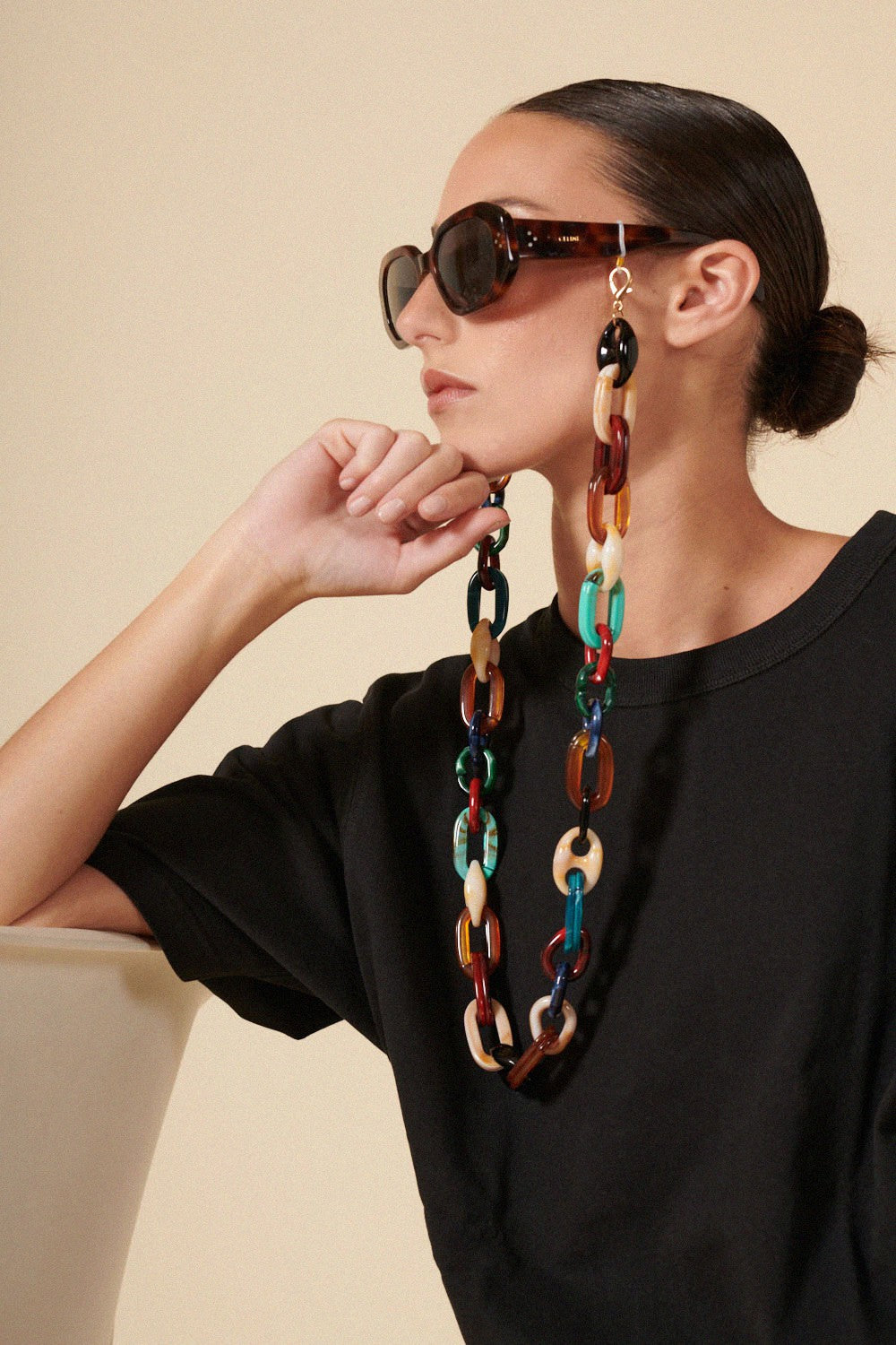 Bijoux Chaine De Lunette Ambre Multicolore 72 cm