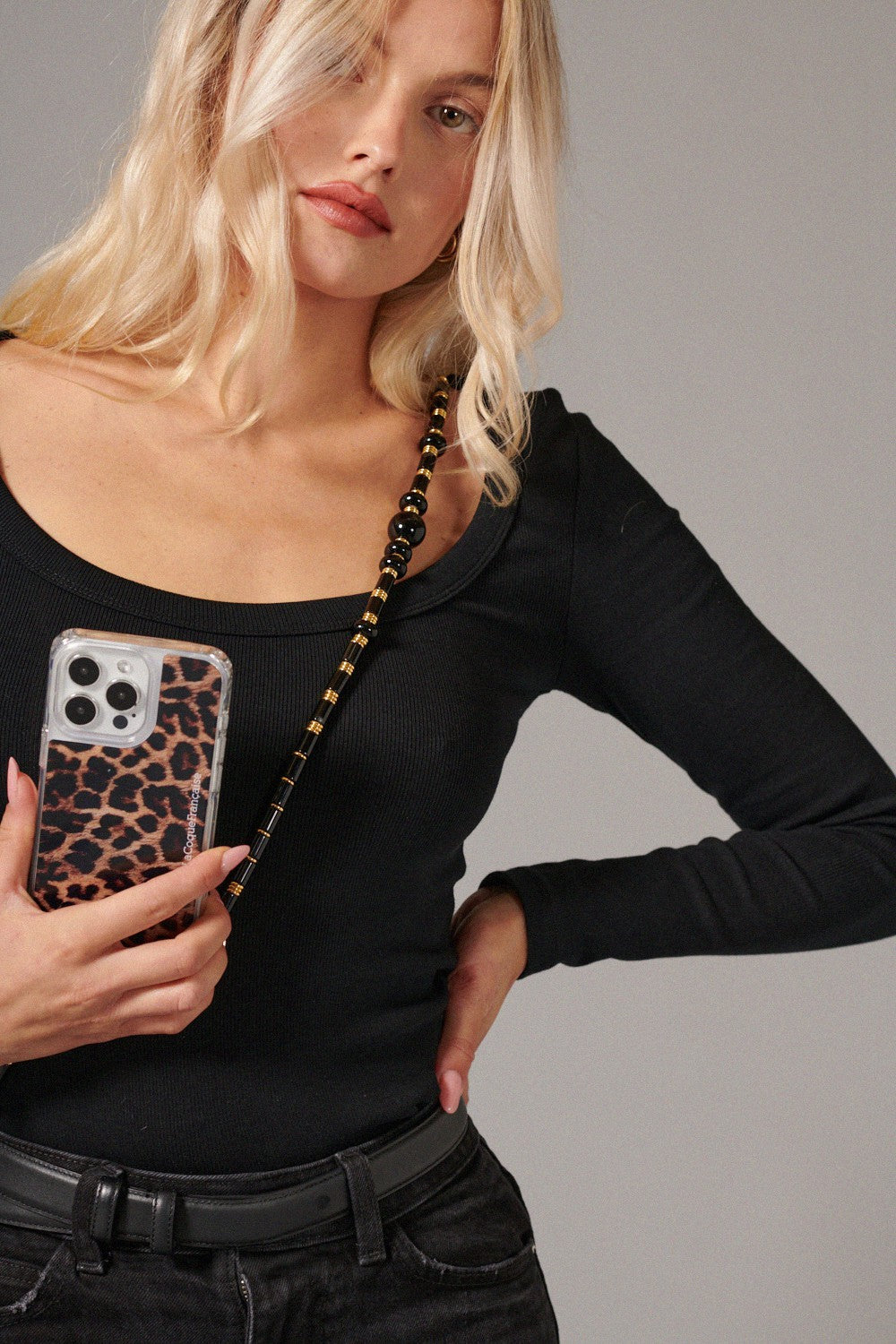 Chaine Longue Leia Noir 120 cm