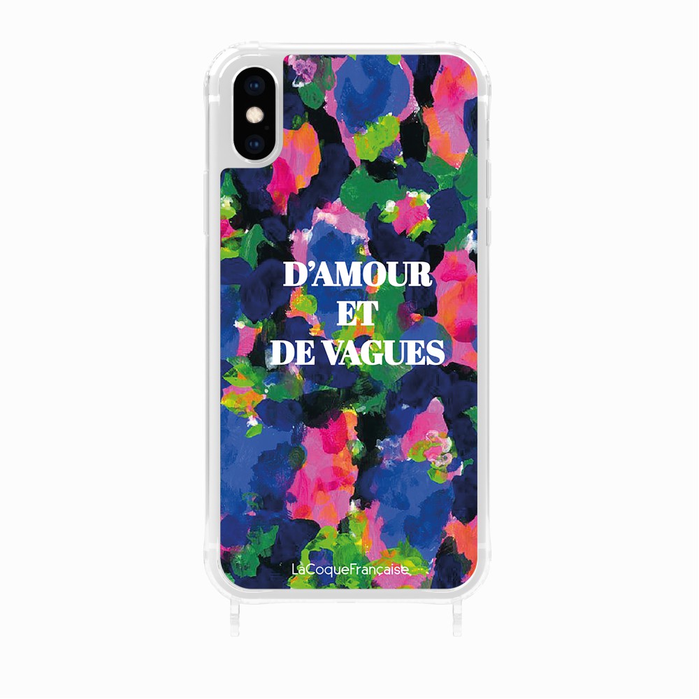Coque Anneaux Imprimee D'amour Et De Vagues Bleu