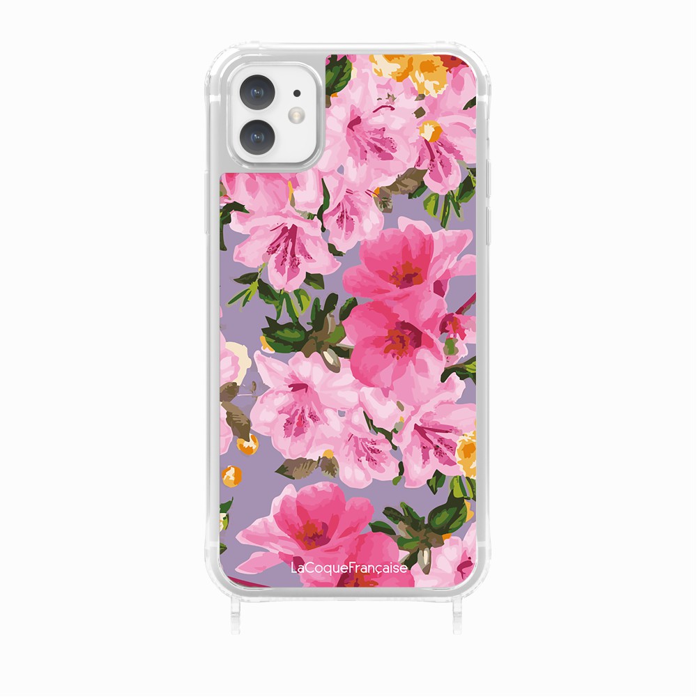 Coque Anneaux Imprimee Fleuri Rose - 24