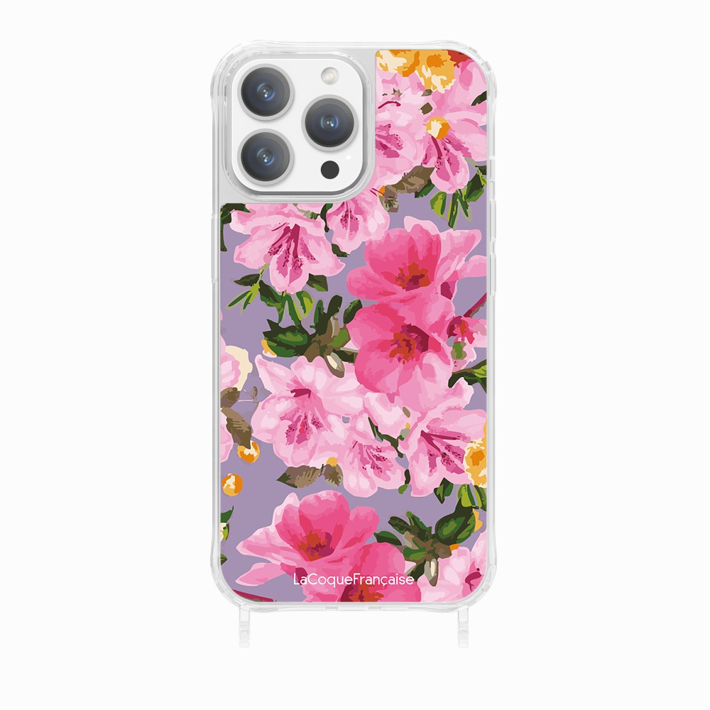 Coque Anneaux Imprimee Fleuri Rose - 15