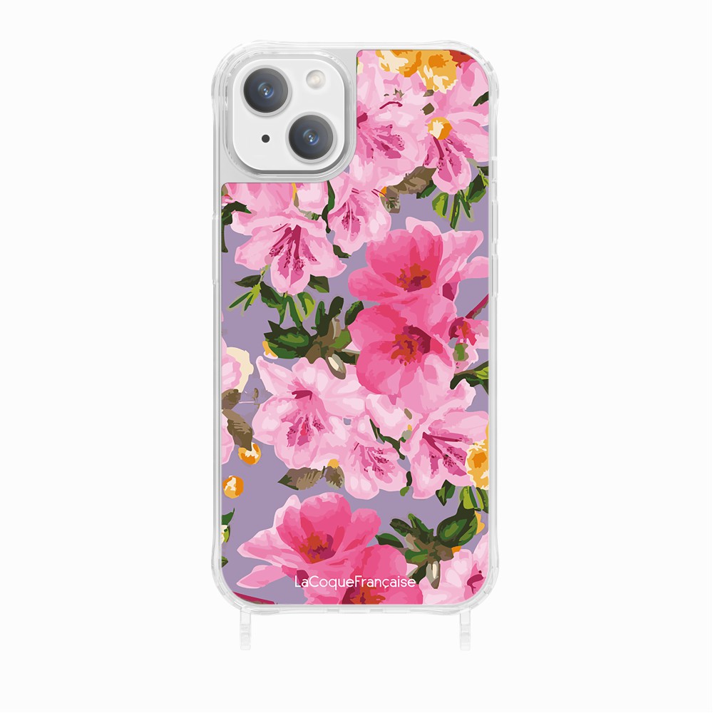 Coque Anneaux Imprimee Fleuri Rose - 14