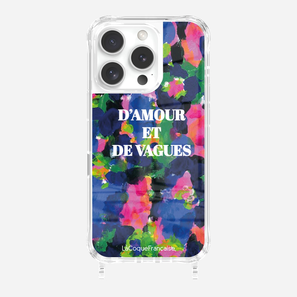 Coque Anneaux Imprimee D'amour Et De Vagues Bleu