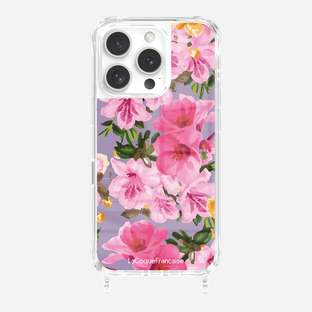 Coque Anneaux Imprimee Fleuri Rose