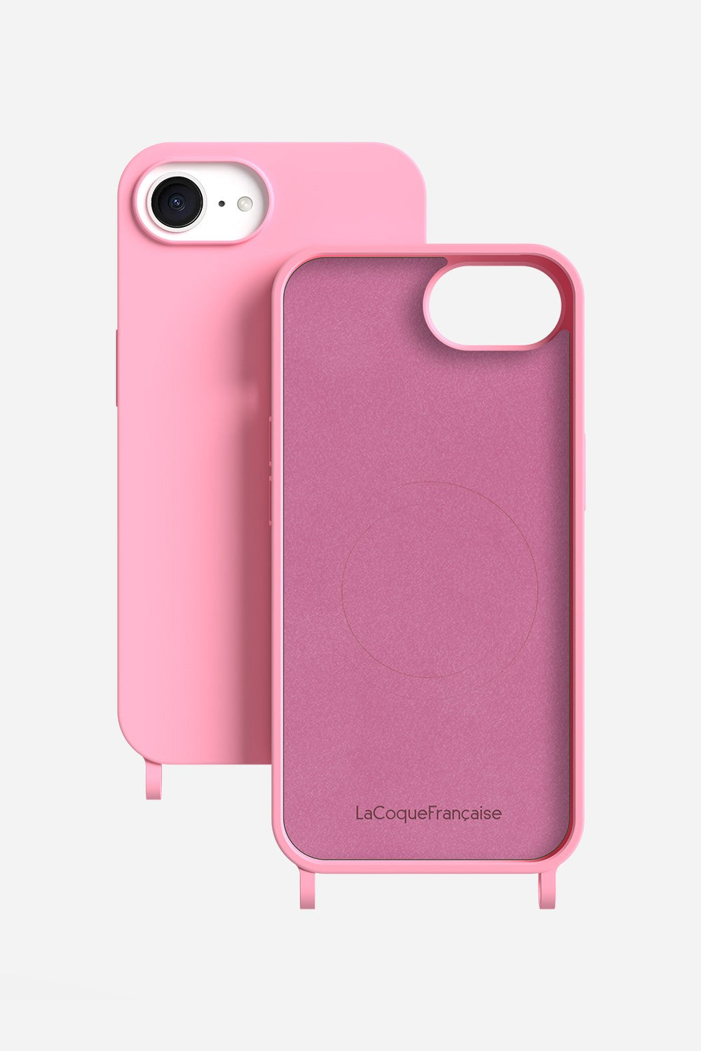 Coque Anneaux Soft Touch Rose