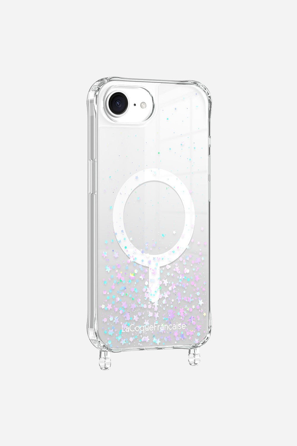 Coque Anneaux Paillettes Magsafe Argent