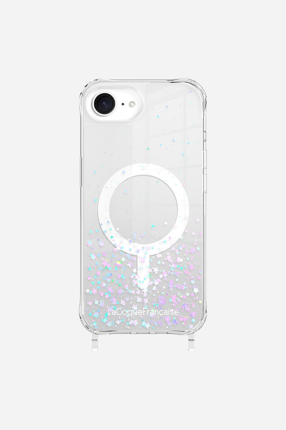 Coque Anneaux Paillettes Magsafe Argent